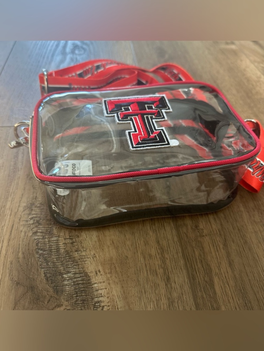 NWT! Texas Tech Red Raiders Clear Zippered Bag, Adjustable Strap, 8” x 5.5” x 3” - Picture 2 of 9